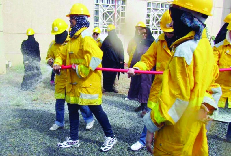 Saudi girls train to fight fire