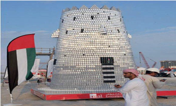 Emirati youth break Guinness record with aluminum can model