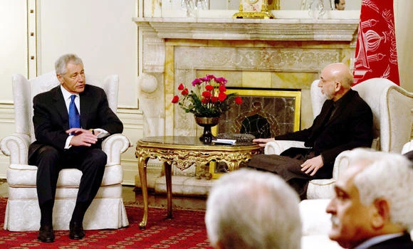 Chuck Hagel meets Karzai after threat