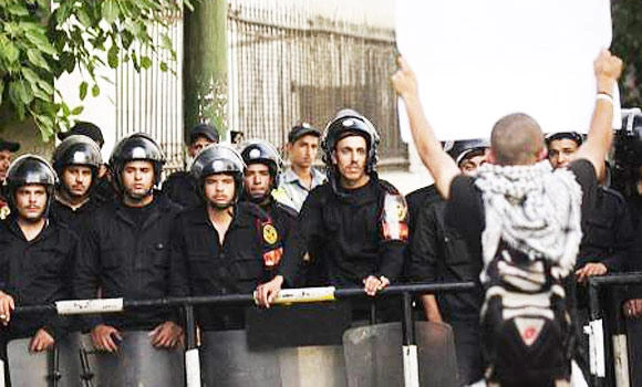 Egypt police in protest