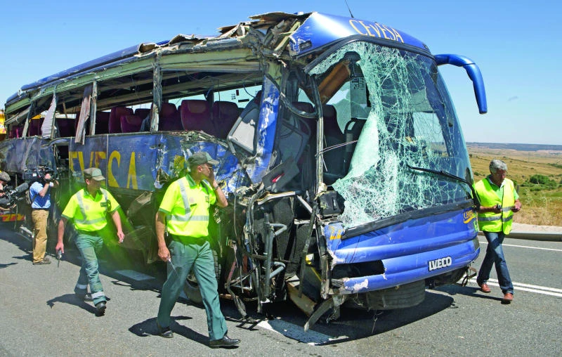Bus careens off road, kills 9 in Spain