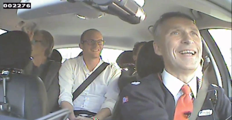 Norway's premier drive's taxi in election campaign stunt