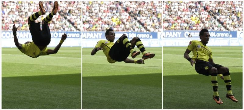 Dortmund debutant Aubameyang scores hat trick