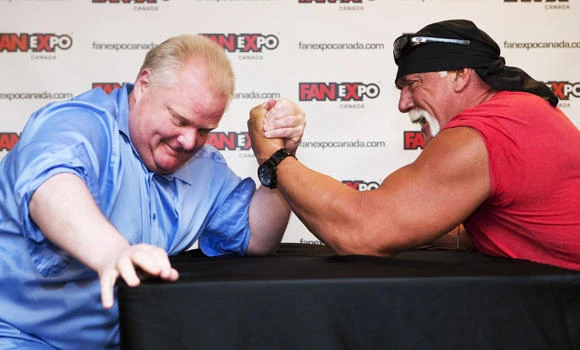 Toronto mayor defeats Hulk Hogan in arm-wrestling