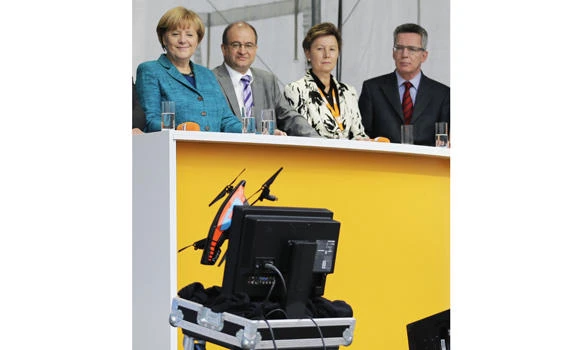 Rough landing: Camera drone sets down near Merkel