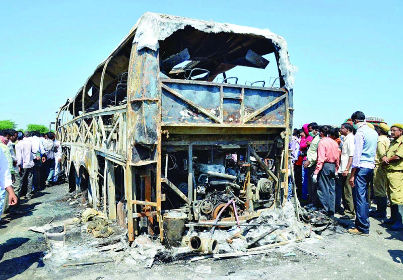 Bus inferno in India kills 45 passengers