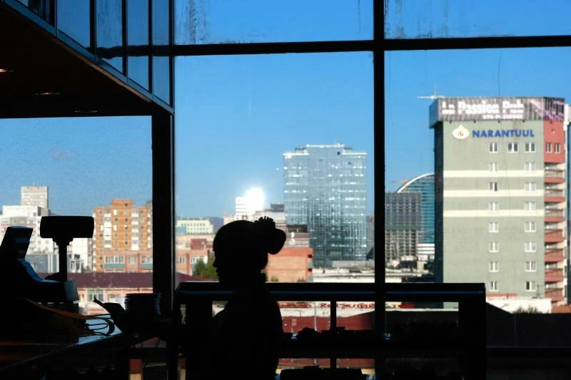 Skyline of tents, towers shows Mongolia inequality