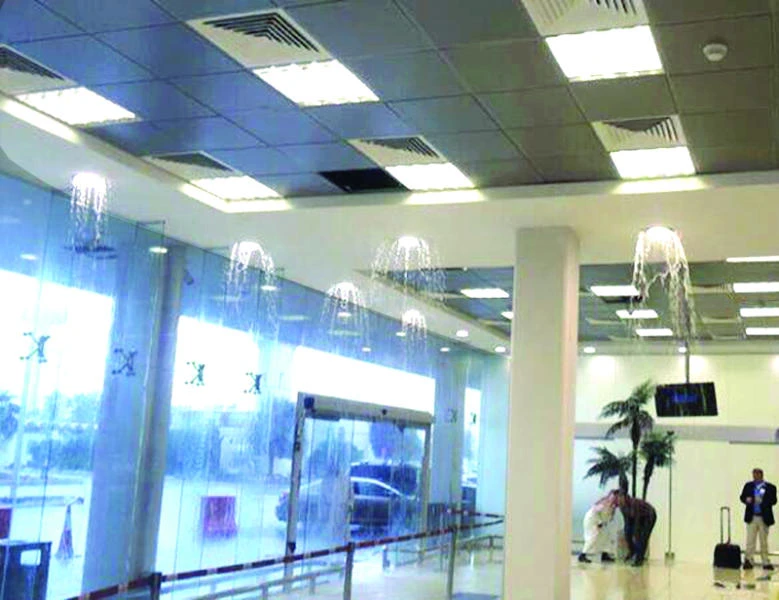 It was pouring rain inside Hail airport terminal