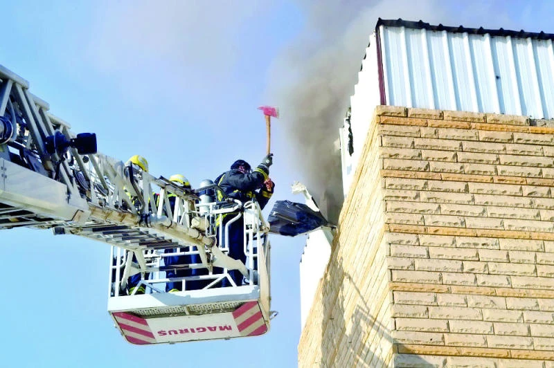 Burning building evacuated