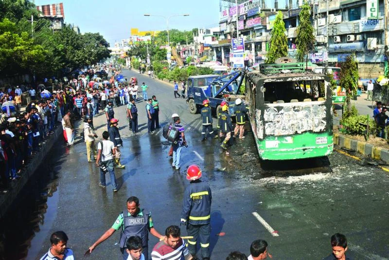18 burned as bomb hits bus in Bangladesh vote protest