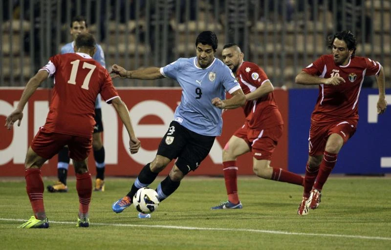 Uruguay overwhelms Jordan in playoff first leg