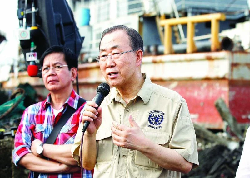 Ban calls for more funds for typhoon-hit Philippines