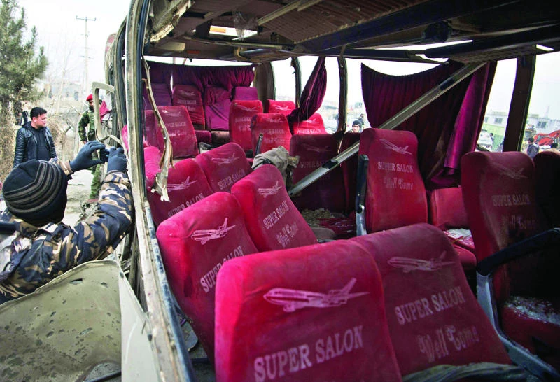 Six injured as suicide bomber targets police bus in Kabul