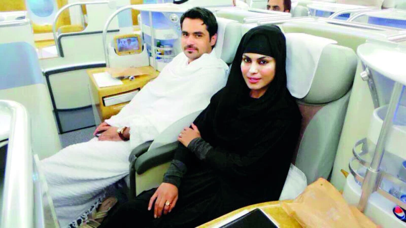 ‘Religious’ Veena arrives for Umrah
