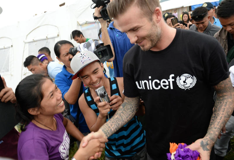 Beckham visits Philippines typhoon zone
