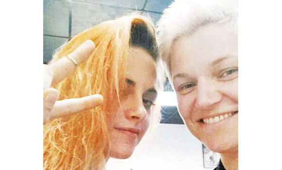Stewart debuts orange locks for new film