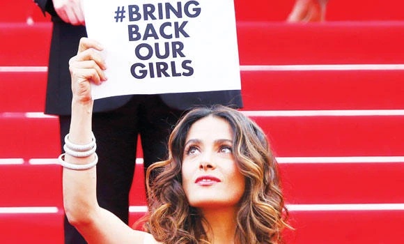 Hayek, Gayet highlight #BringBackOurGirls in Cannes