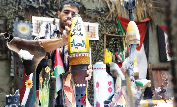 Remnants of war become art in Gaza