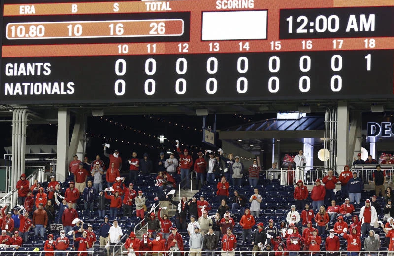 Belt’s blast powers Giants past Nats in 18-inning marathon