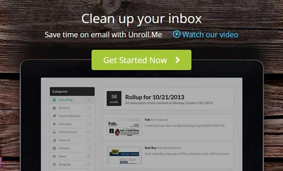 Unroll.Me cleans your inbox from unwanted emails in a few minutes