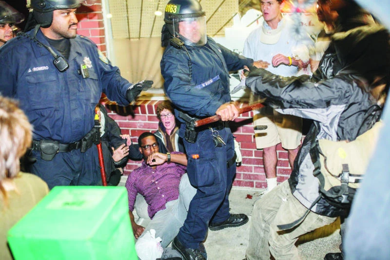 Police, demonstrators clash in California