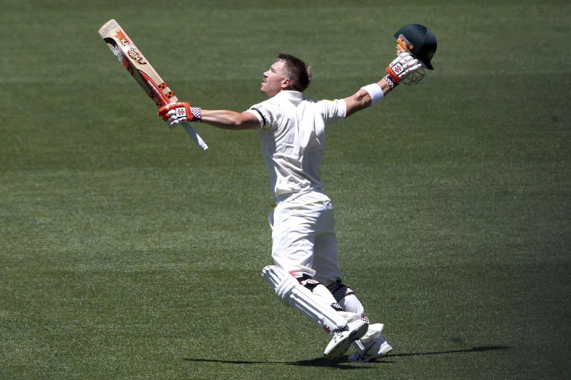 Warner reaches emotional century in 1st cricket Test