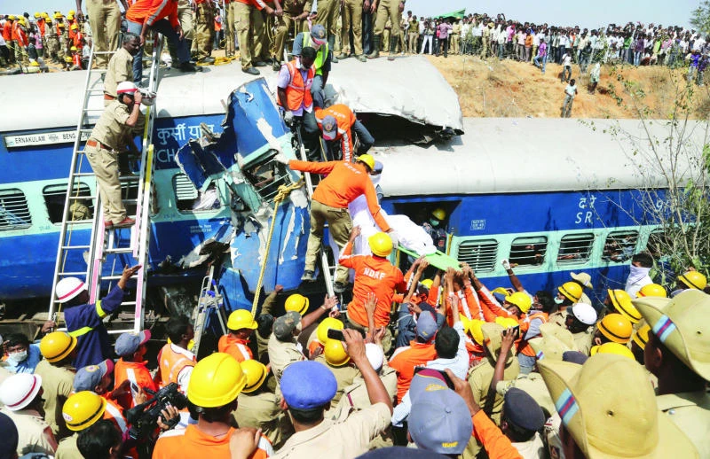 Train derails in India; 11 dead