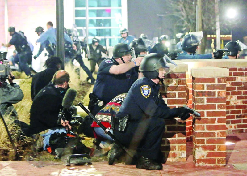 2 officers shot at protest in Ferguson