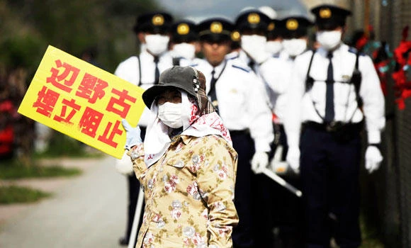 Okinawa halts relocation work of US base