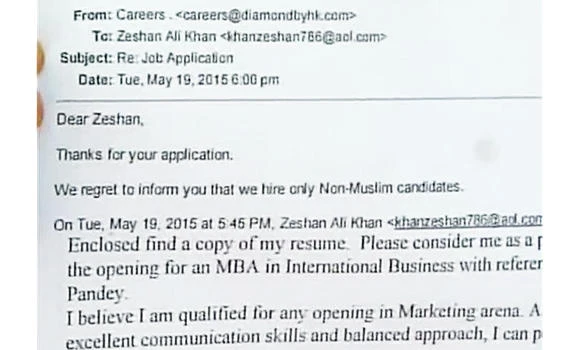 Indian denied job for being Muslim