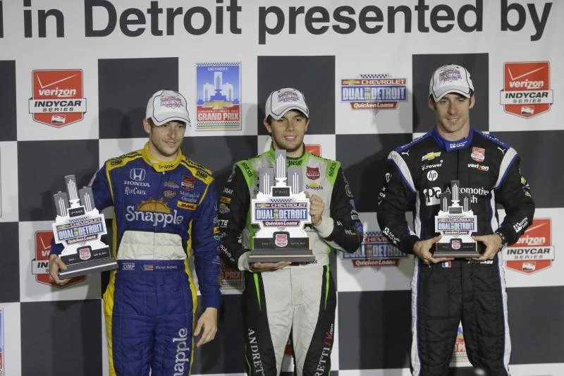 Munoz wins rain-shortened IndyCar race in Detroit