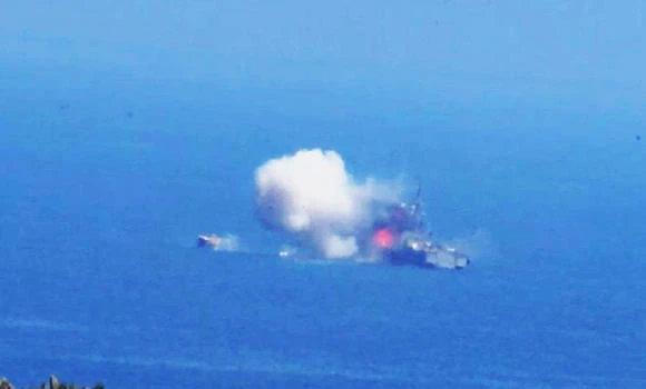 Egyptian navy vessel under terrorist attack