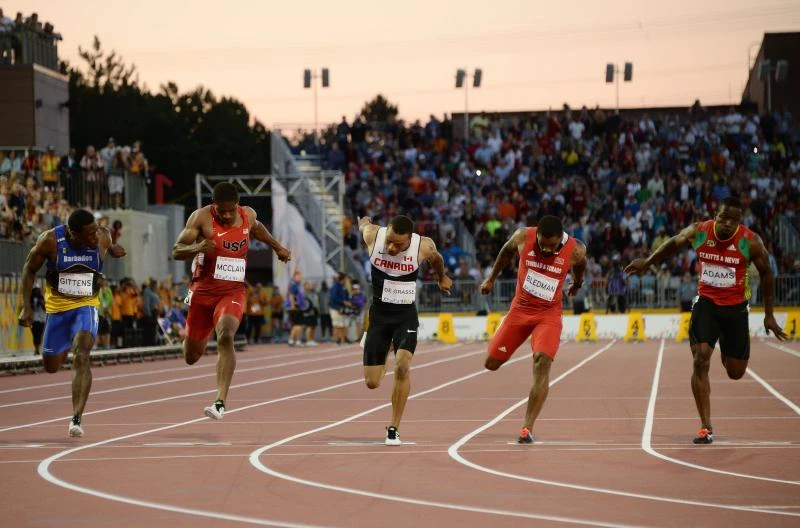 De Grasse races to 100 meters victory; St. Lucia strikes Pan Am gold