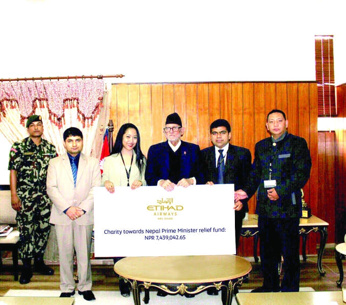 Etihad Airways employees collect donations for Nepal