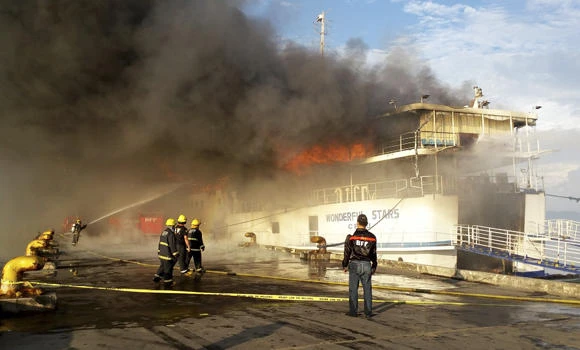 Fire engulfs Philippine ship with 544 people aboard
