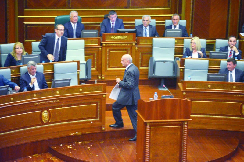 Lawmakers throw eggs at Kosovo prime minister
