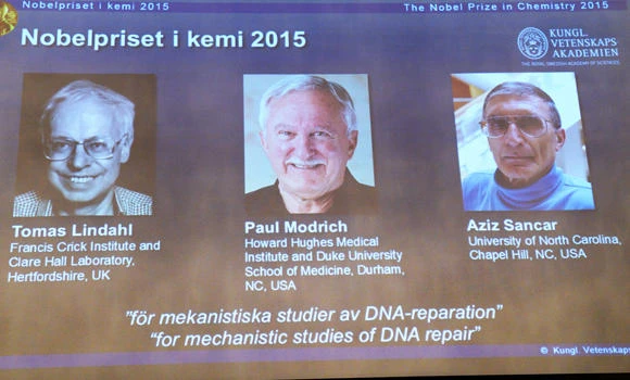 Trio wins Nobel Chemistry Prize for DNA repair work