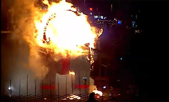 Once again, giant Yule goat burns in Sweden