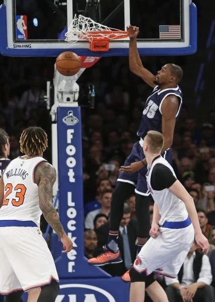 Durant drops 44 points to lift Thunder to OT victory at Knicks