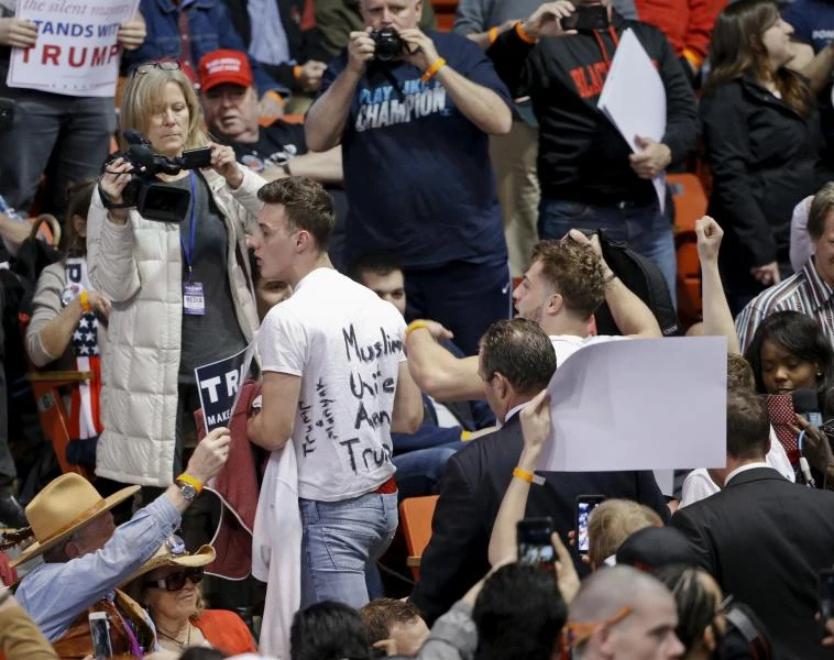 Chaotic scenes as Trump cancels rally amid protests