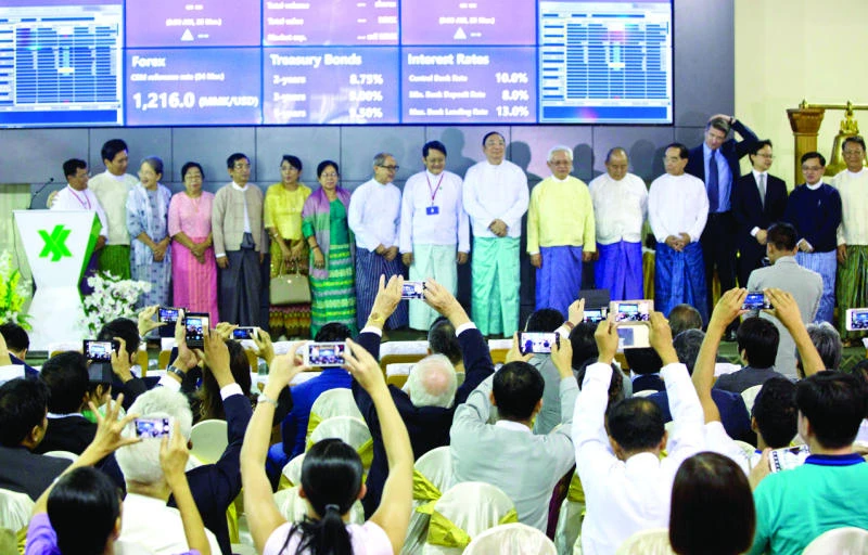 Myanmar launches first shares on fledgling bourse