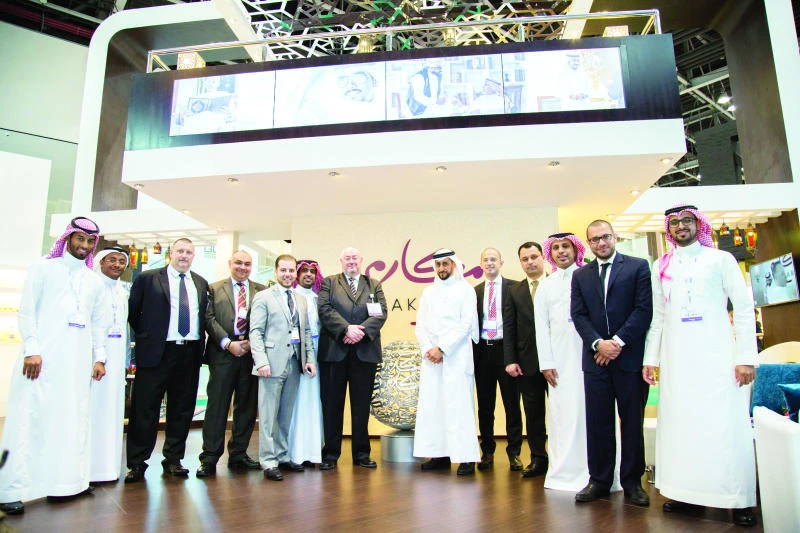 Officials of Makarem Hotels, the Saudi-grown hotel brand designed by Dur Hospitality,at the Arabian Travel Market in Dubai.