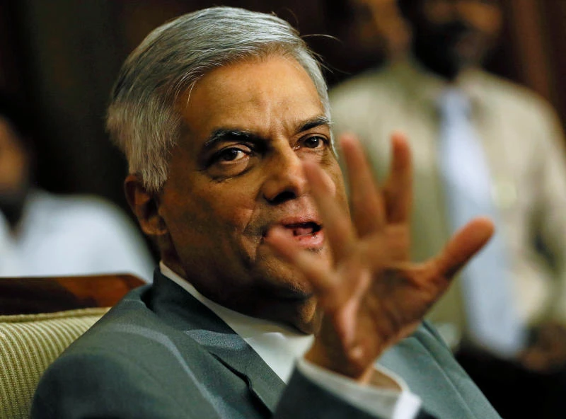 Sri Lanka’s Prime Minister Ranil Wickramasinghe speaks during a news conference in Colombo. (Reuters)