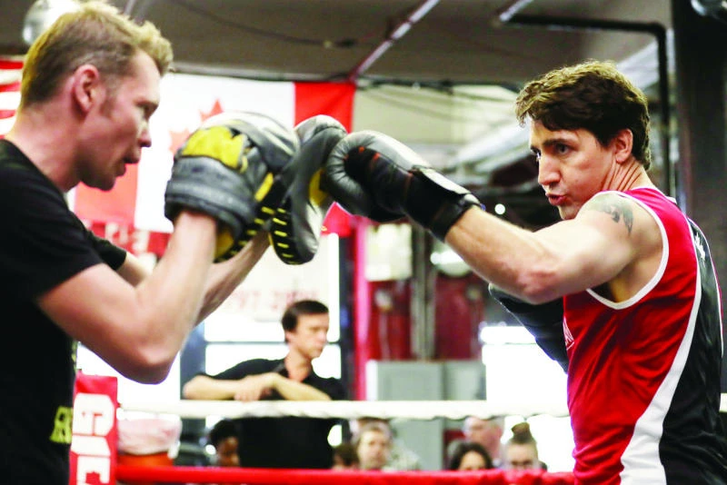 Trudeau slips from political arena to boxing ring
