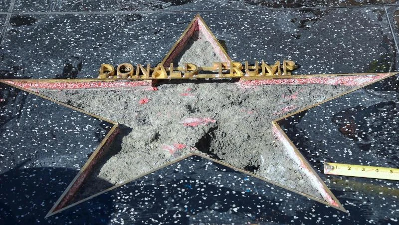 Donald Trump’s vandalized Star along the Hollywood Walk of Fame is repaired and cleaned up on Wednesday. (AFP)