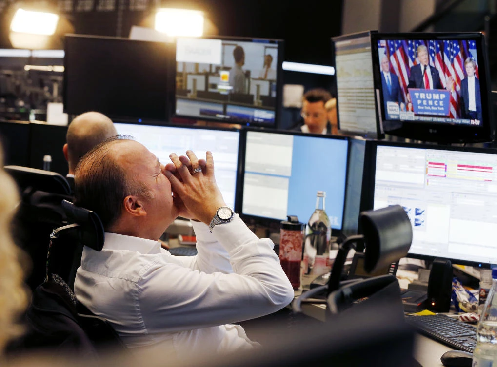 A broker reacts at the stock market in Frankfurt recently. (AP)