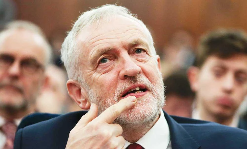 Britain's opposition Labour Party leader Jeremy Corbyn gestures in his seat before delivering a speech about Labour's vision for a post-Brexit Britain in central London, in this February 24, 2017 photo. (AFP)