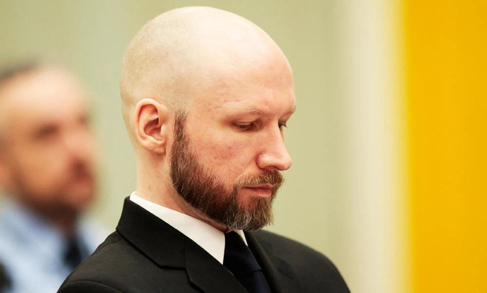 A Thursday Jan. 12, 2017 photo from files showing Anders Behring Breivik, as he sits in court on the third day of the appeal case in Borgarting Court of Appeal at Telemark prison in Skien, Norway. (AP)