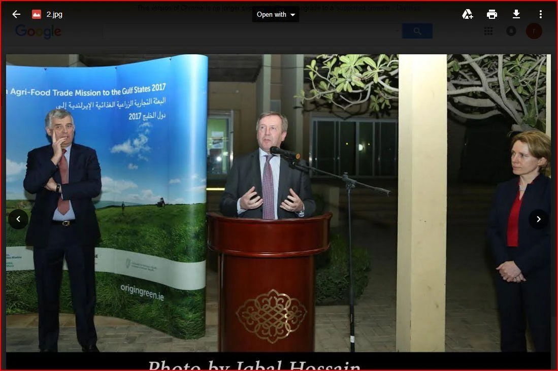Michael Creed, Irish minister for agriculture, food and marine, speaks in Riyadh. (AN photo)
