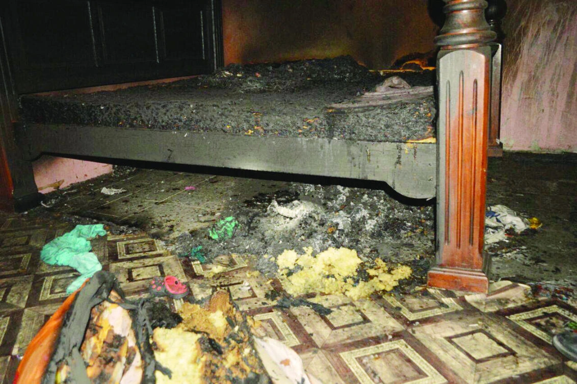 The blaze at the building had burned for some time, with only a mattress remaining on fire and requiring attention, an official said. (AN photo)